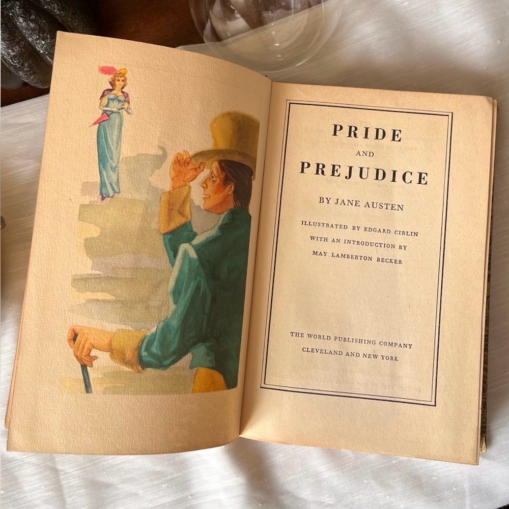 Pride & Prejudice Jane Austen Rainbow Classics 1946 Illustrated E Cirlin Vintage